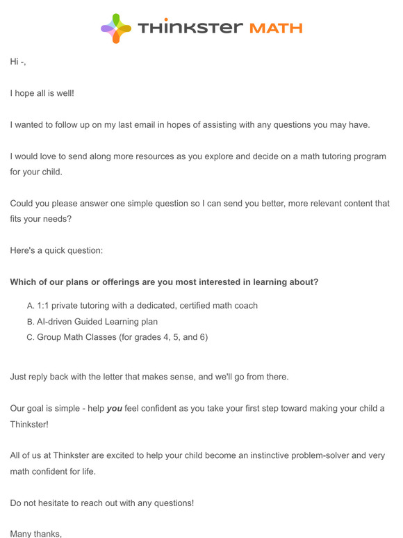 Re: A quick question...