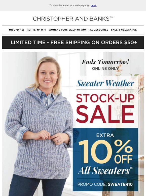Extra 10% OFF Sweaters