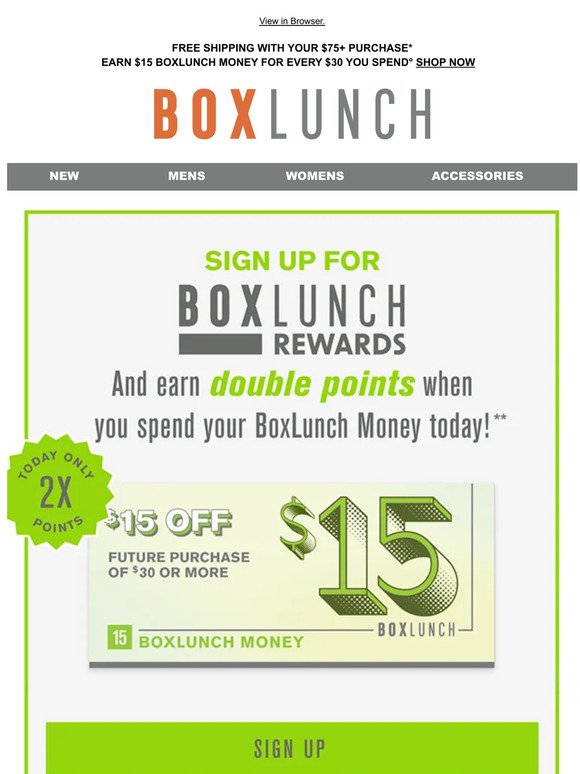 Sign up for BoxLunch Money Early Access