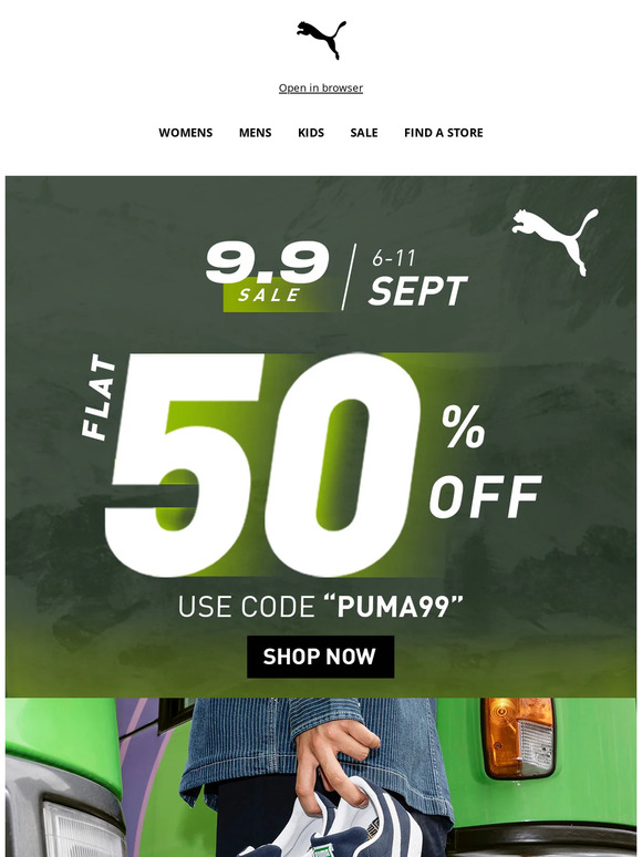 Puma flat sale 50 off sale