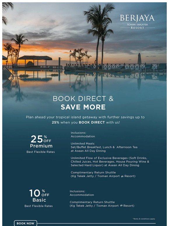 Book Direct & Save More with up to 25% off!