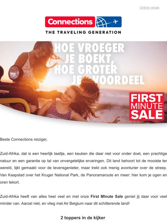 First Minute Sale: Vlieg naar Zuid-Afrika met Air Belgium