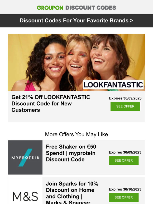🤑 LOOKFANTASTIC - 21% off • Marks & Spencer - 10% off • Regatta - up to 70% off + more!