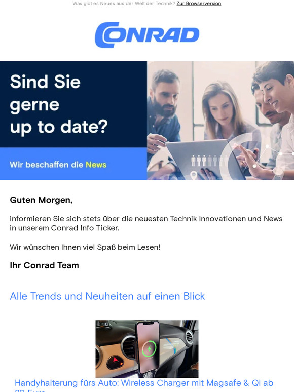 Conrad Electronic Handyhalterung fürs Auto Wireless Charger mit