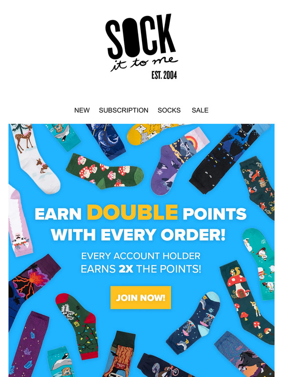Get DOUBLE The Points & DOUBLE the free socks!