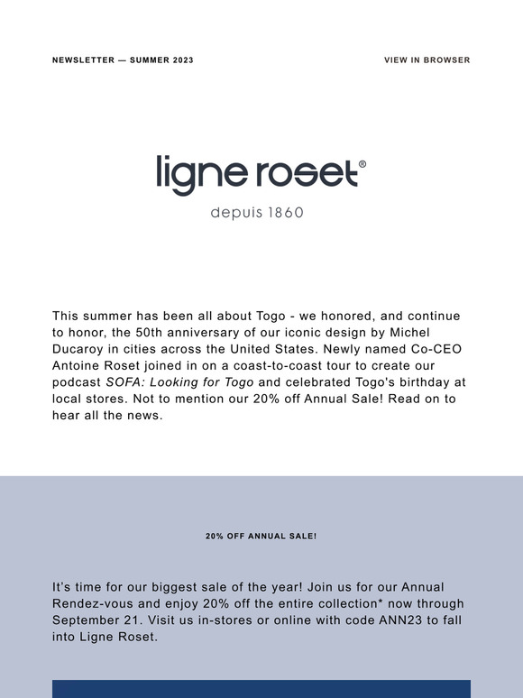 Ligne Roset Summer Newsletter