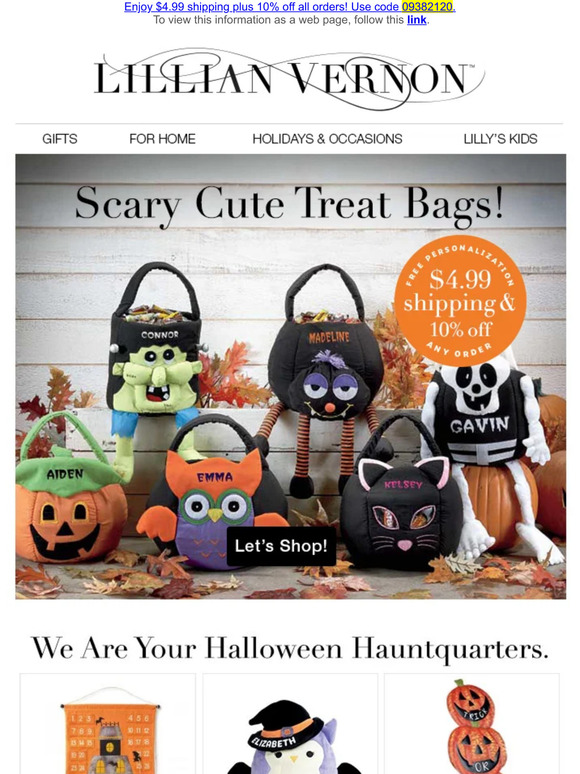 Lillian Vernon Personalized Halloween Treat Bags [They're 2 Cute 2