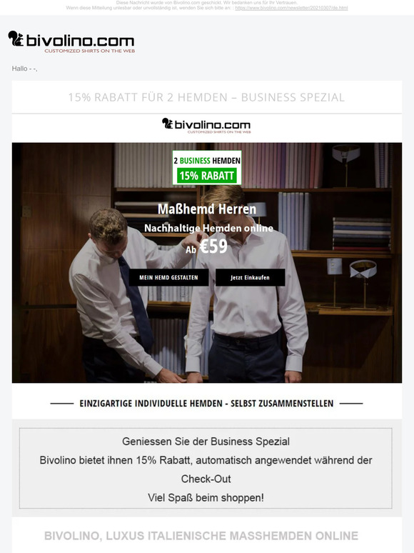 15% RABATT FÜR 2 HEMDEN – BUSINESS SPEZIAL