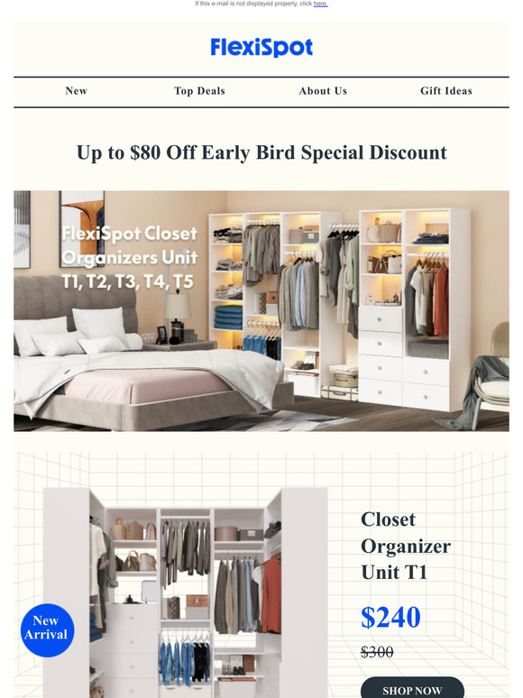 Up to $80 Off FlexiSpot Closet Organizer Early Bird Discount