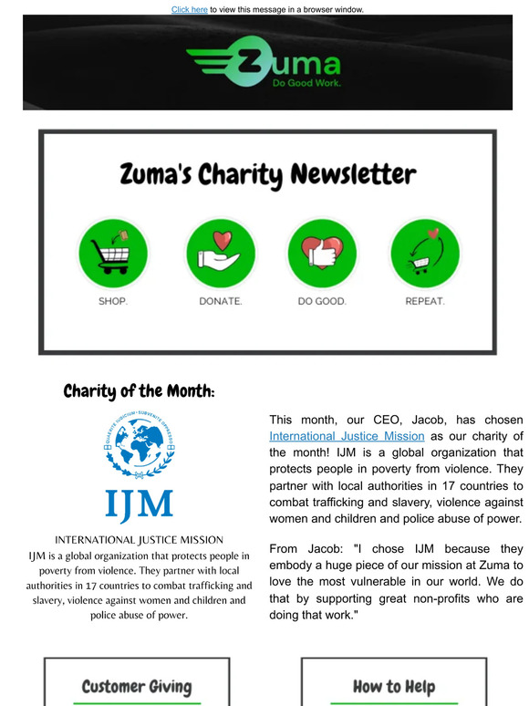 Zuma Office Supply Zuma's Charity Newsletter Milled