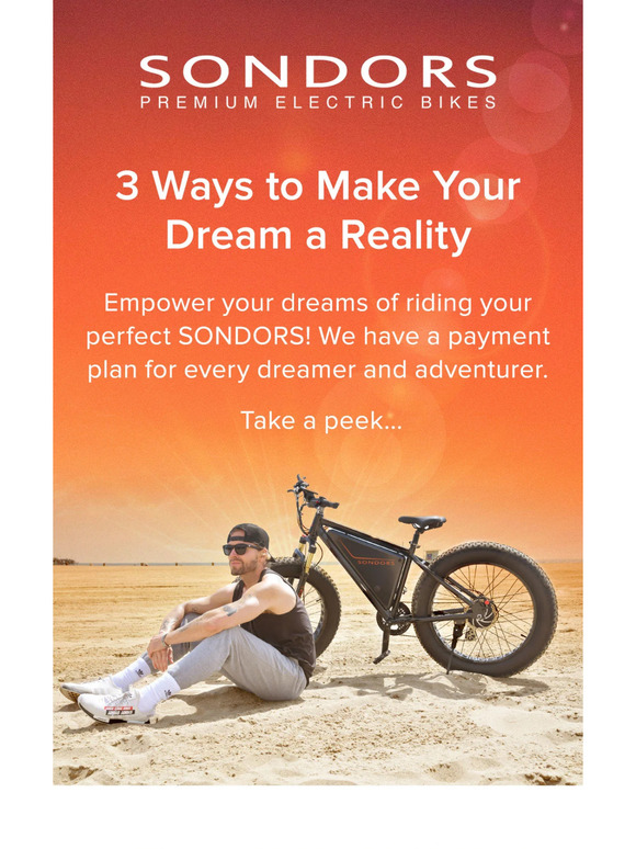 SONDORS Electric Bikes Joy Ride Now, Pay Later Discover 3 Easy
