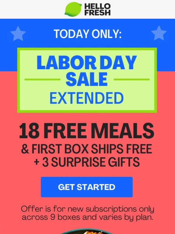 ONE. MORE. DAY. 18 FREE MEALS.