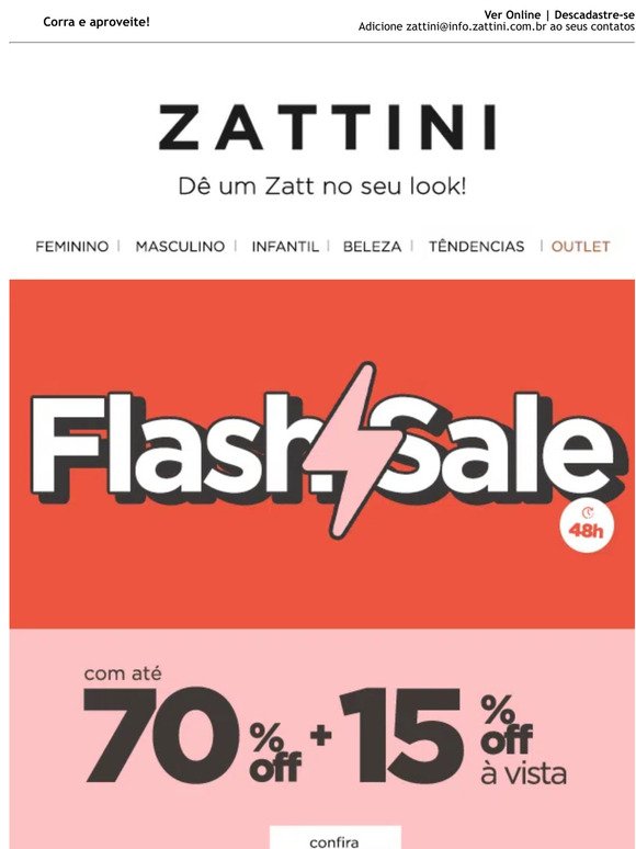 FOI PRORROGADO: Flash Sale com até 70% OFF + 15% OFF EXTRA! 😱