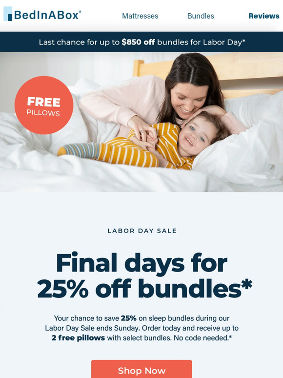 Labor Day Sale: 25% off sleep bundles!