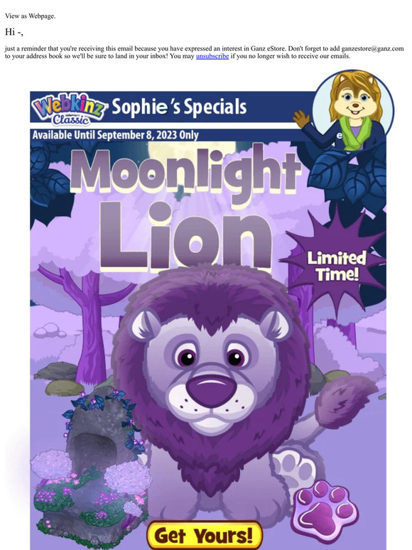 Limited Time Moonlight Lion!