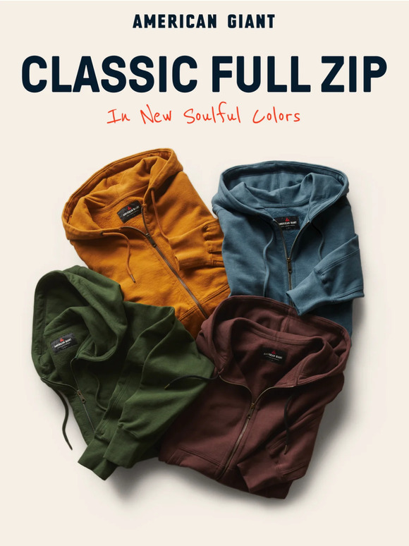 Classic Full Zip. New colors for Fall.