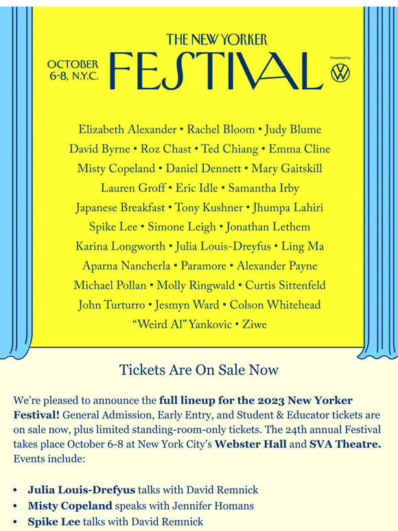 The New Yorker The Full New Yorker Festival 2023 Lineup Is Here Milled