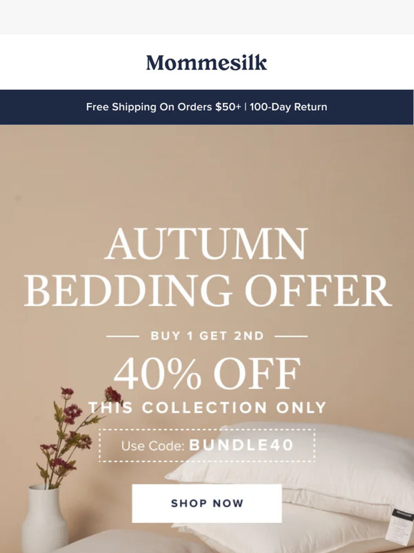 Autumn Bedding Offer-Buy 1 Get 2nd 40% Off On Selected Bedding