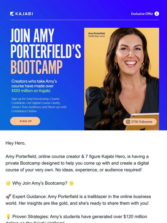 Sign-up for Course Confident Bootcamp with Amy Porterfield