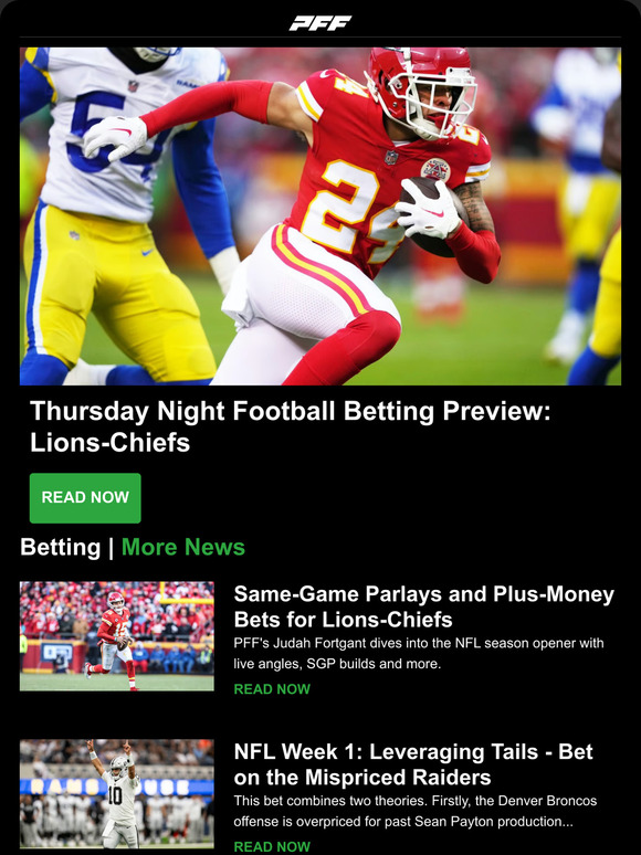 TNF Betting Preview, NFL Week 4 Power Rankings, Fantasy WR/CB Matchups - Pro  Football Focus