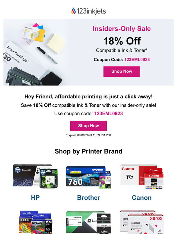 📧 Insiders Only Event: 18% Off Ink | Limited-Time Offer