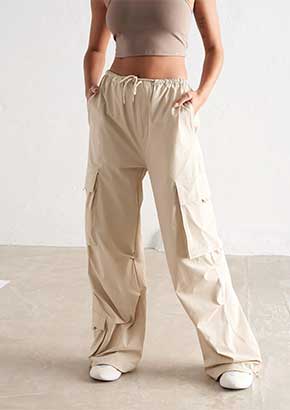 Café Au Lait Windbreaker Parachute Pants