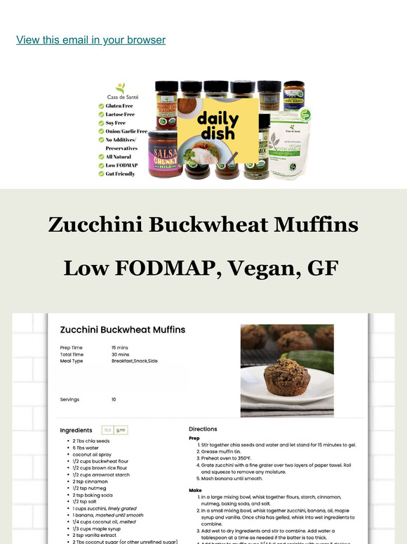 Zucchini Buckwheat Muffins  Low FODMAP, Vegan, GF