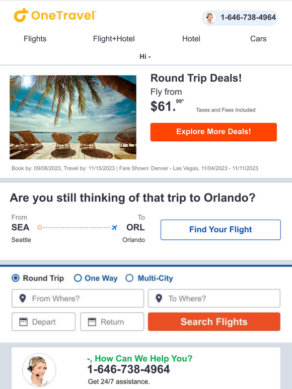 OneTravel Flight & Hotel Deals by W K travel, Inc.