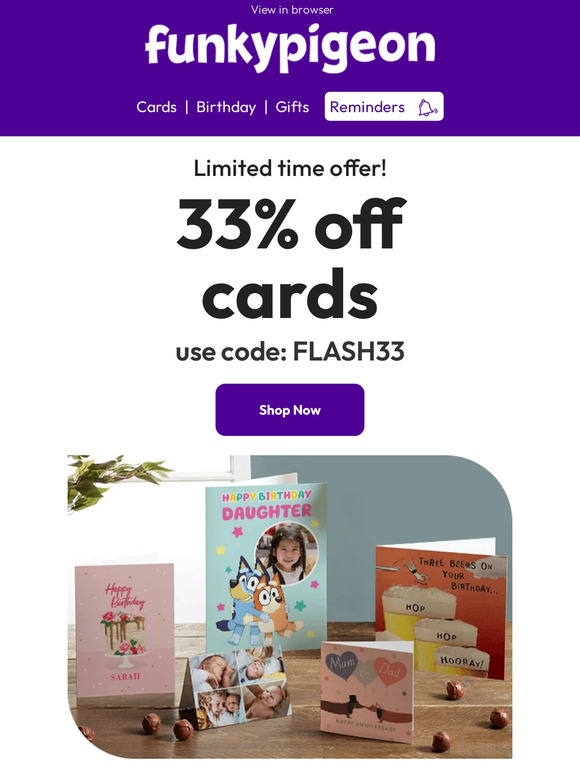 Limited time offer: 33% off cards! ⚡