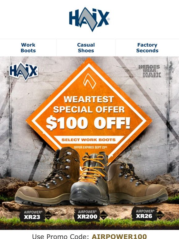 $100 Off Select Airpower XR Work Boots