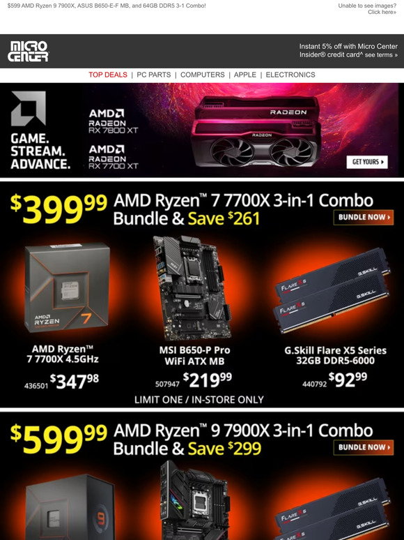 $449 Intel i7-14700K, MSI Z790-P, and 32GB DDR5 3-1 Combo! - Micro