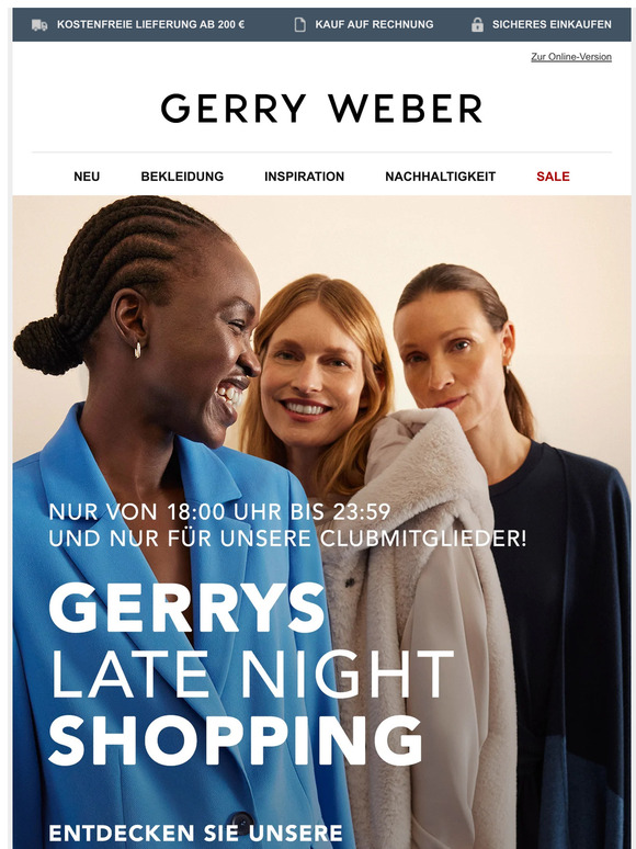 10% sparen in Gerry´s Late Night Shopping!
