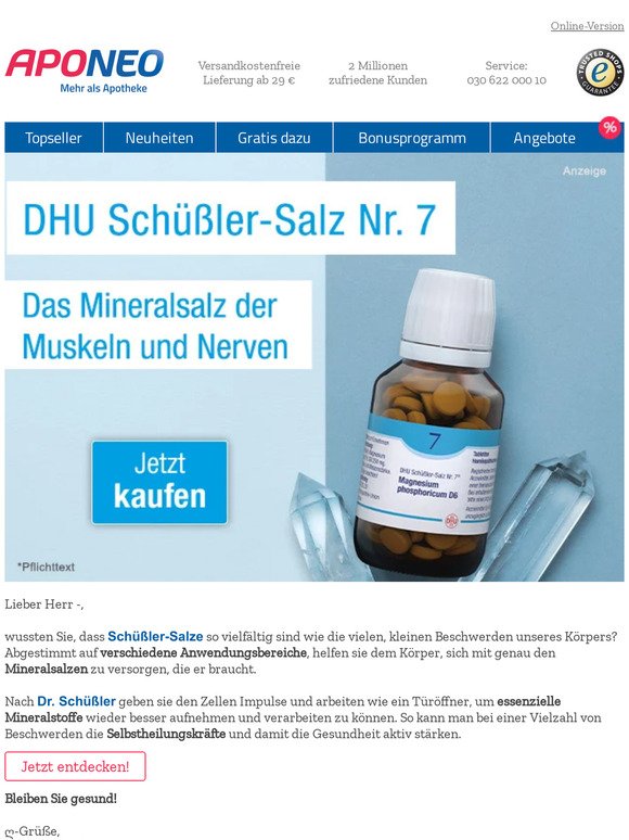 Jetzt DHU Schüßler-Salze entdecken Herr —!
