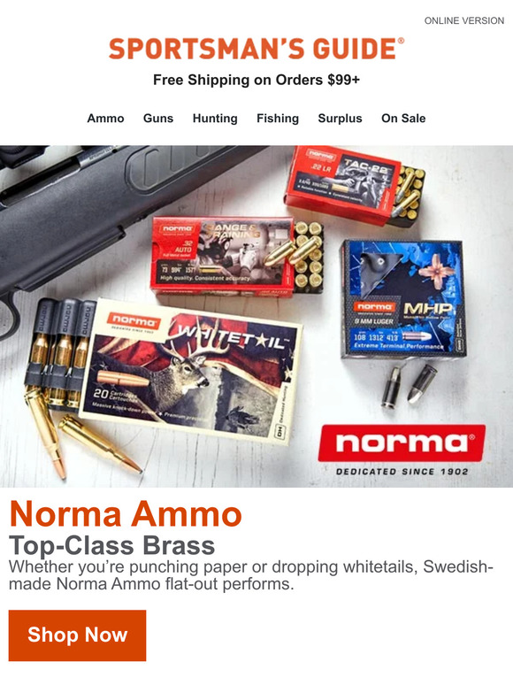 Sportsman's Guide: Norma Ammo | #1 With a Bullet | Milled