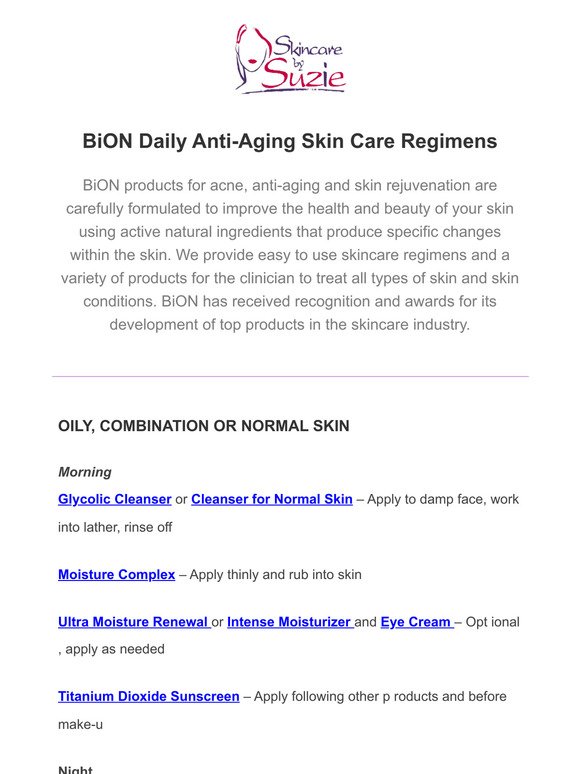 BiON Daily Anti-Aging Skin Care Regimens