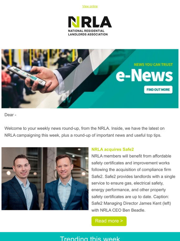 NRLA: E News | NRLA acquires Safe2 | Number 10 meeting | Damp and mould ...
