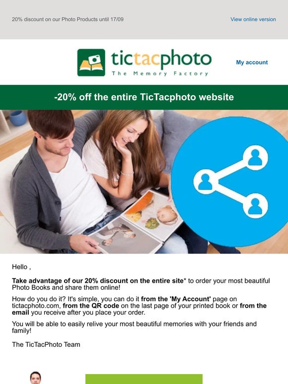 -20% on the whole site : tips for sharing them online