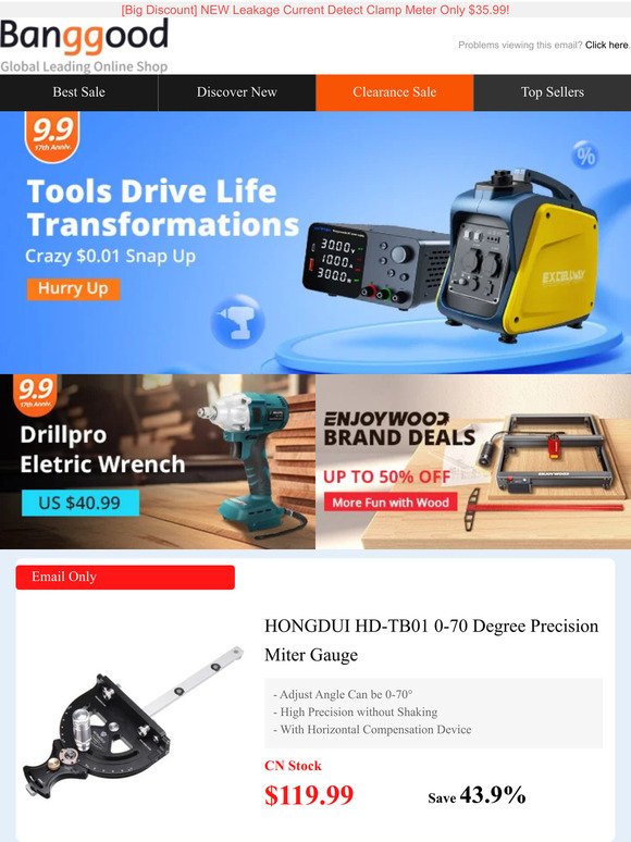 【Ultra Low Price】DIY Tools From $0.01 Snap Up! 4in Electric Saw Chain Only $25.99! 4K wifi Action Cam $157.99!