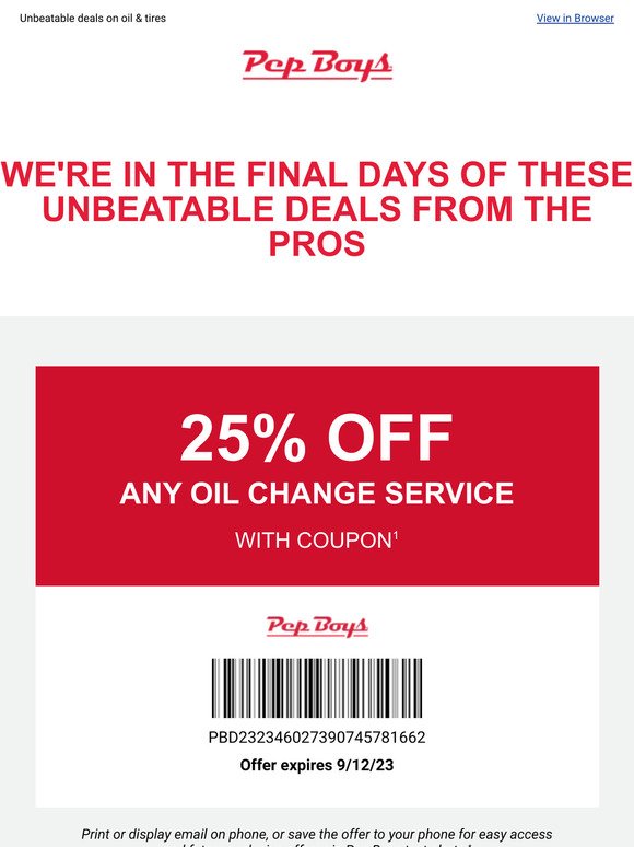 25% OFF Your Next Oil Change