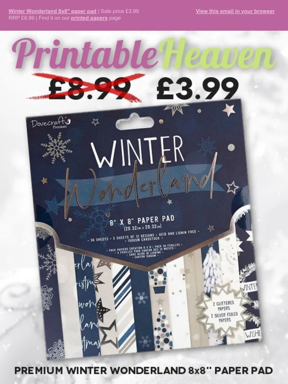 ❄️8x8" Winter wonderland paper pad | Sale price £3.99 | RRP £8.99