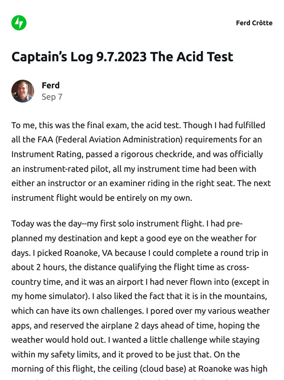 [New post] Captain’s Log 9.7.2023 The Acid Test