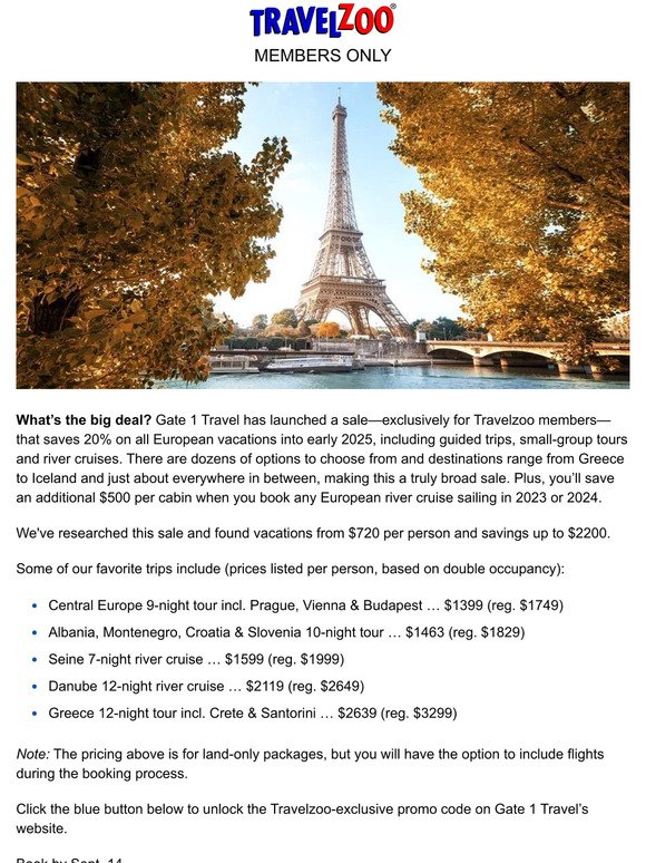 Exclusive: 20% off river cruises & guided tours into 2025