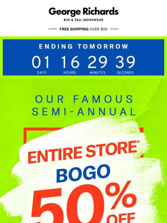 1 Day Left For BOGO 50% Off The Entire Store!