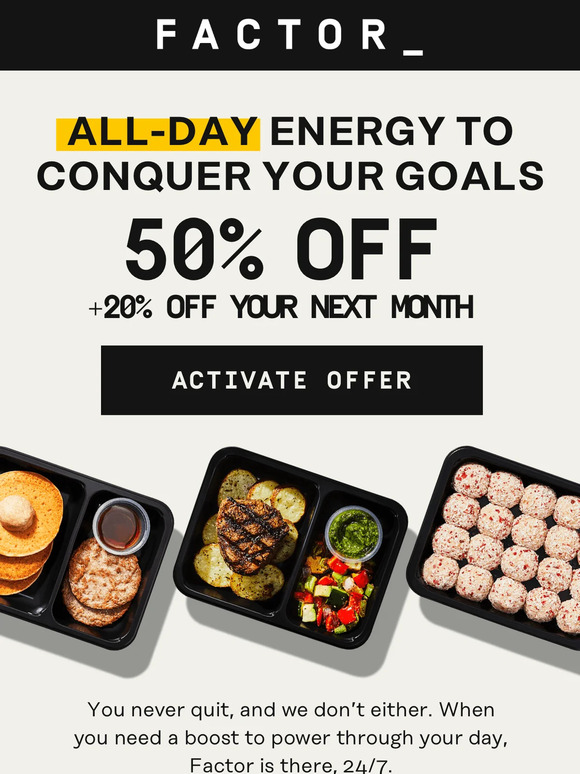 Factor meal kits: Get the first delivery for 60% off today