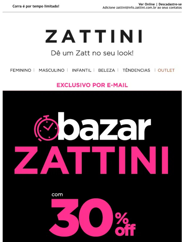 Hoje é dia de BAZAR com 30% OFF! 📢