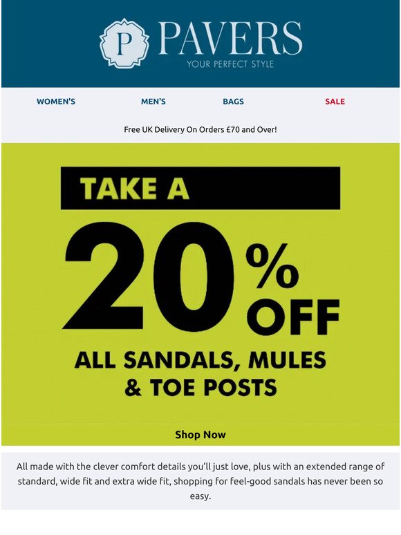 Take an extra 20% off sandals