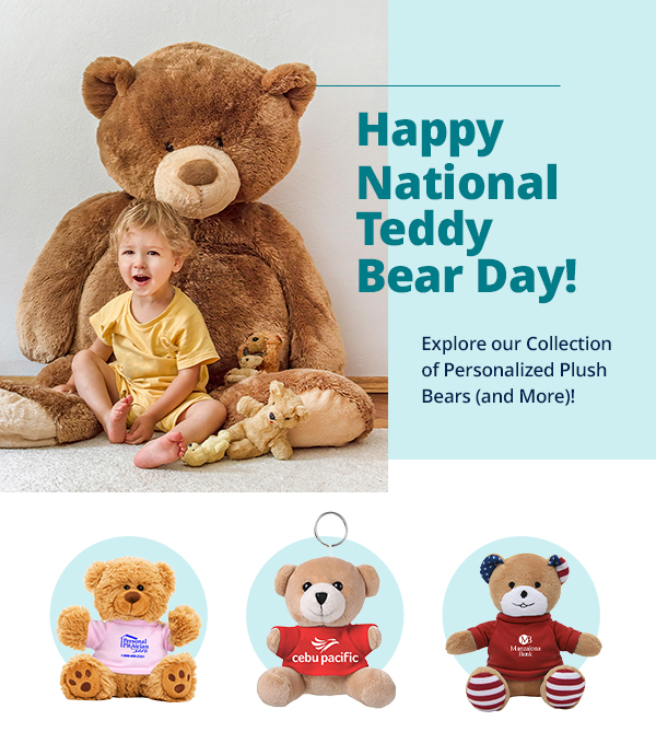 Happy National Teddy Bear Day! Explore our collection of personalized plush bears (and more)!
