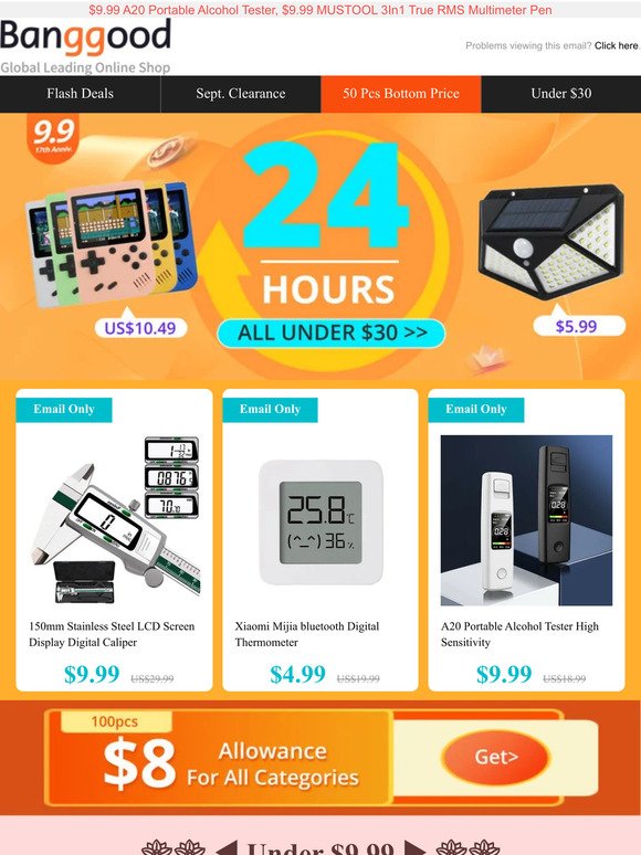[Final 24Hrs] All Under $9.99+ $8 Allowance! $4.99 Xiaomi Smart Thermometer, $9.99 LCD Digital Caliper, Grab>
