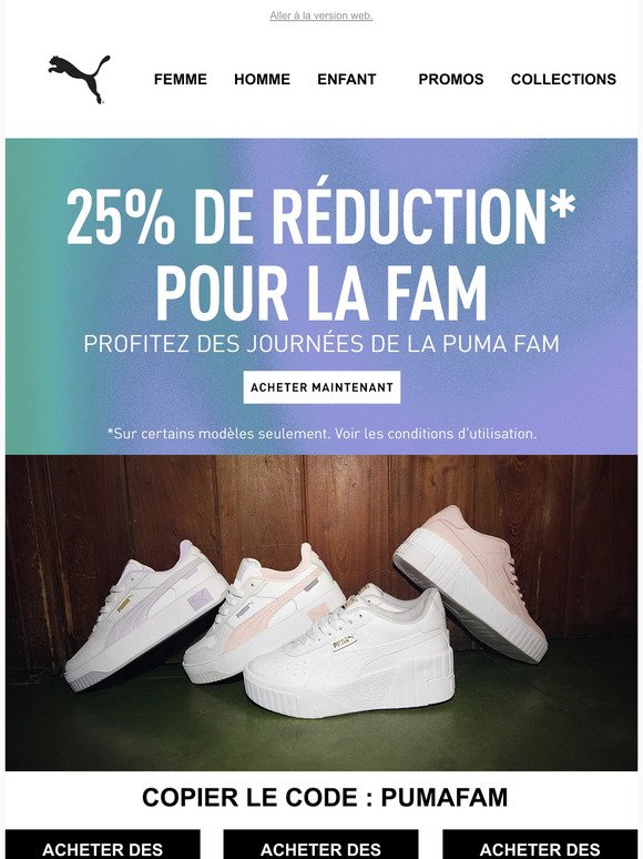 25% DE RÉDUCTION* sur nos chaussures et sneakers