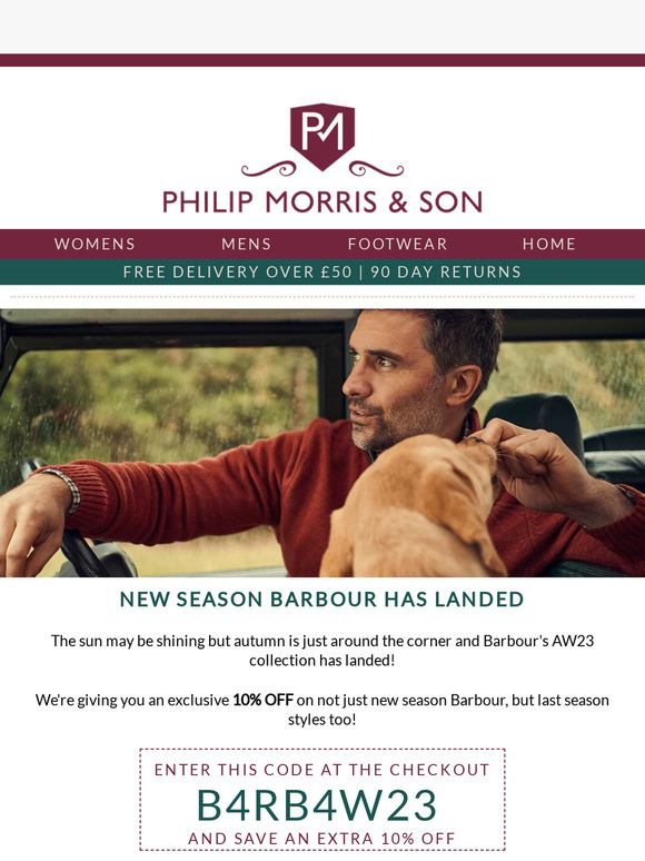 Get 10% OFF New Season Barbour 🔥 😎